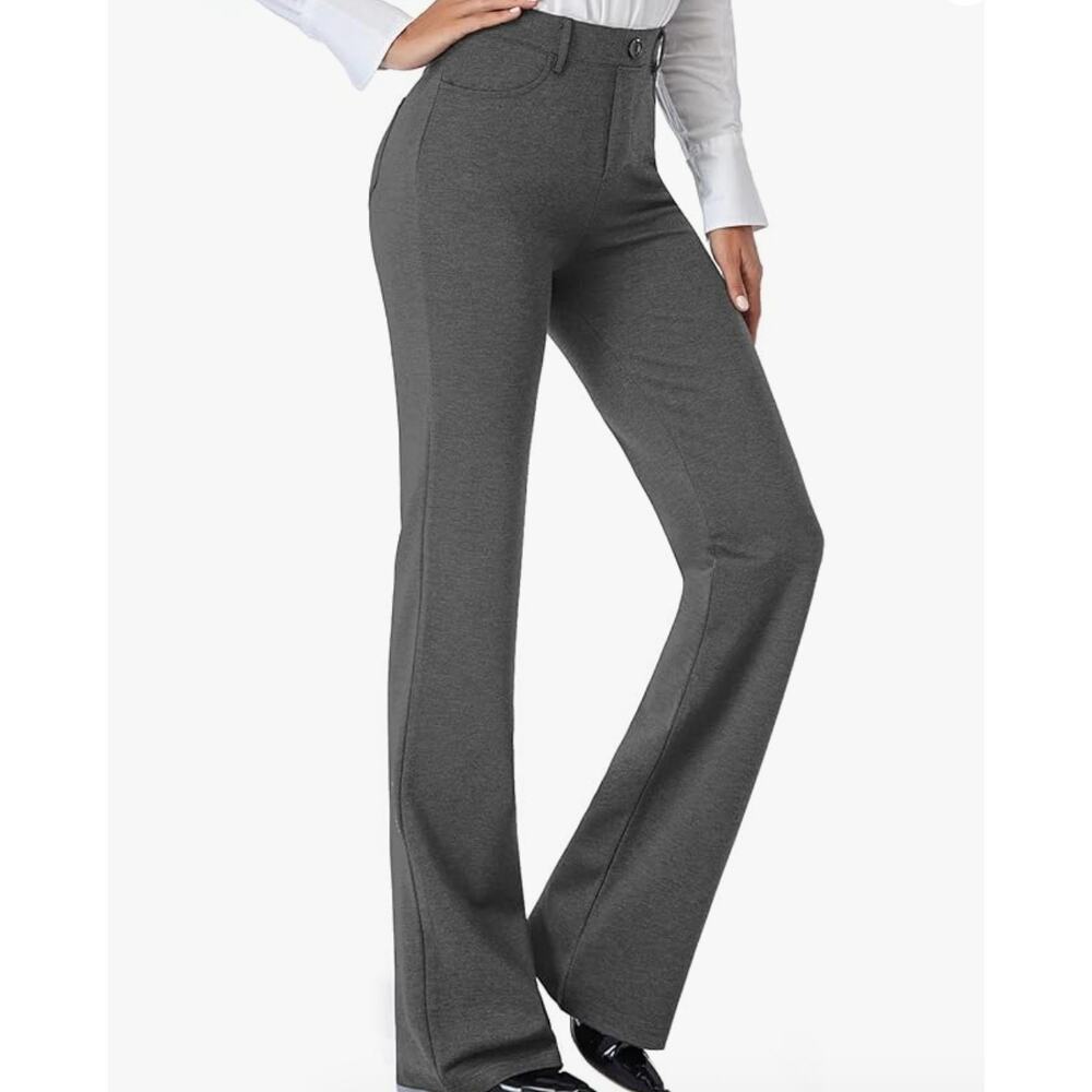 Tapata Stretchy Bootcut Dress Ponte Pants Pockets | Sz 12 Petite 28"inseam, Gray